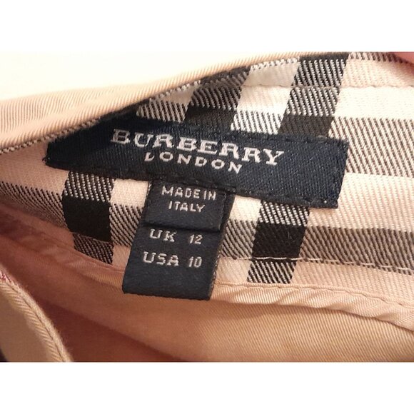 Burberry London Size 10 Designer Preppy Casual Utility Mini Skirt Tan Pockets - Picture 6 of 10